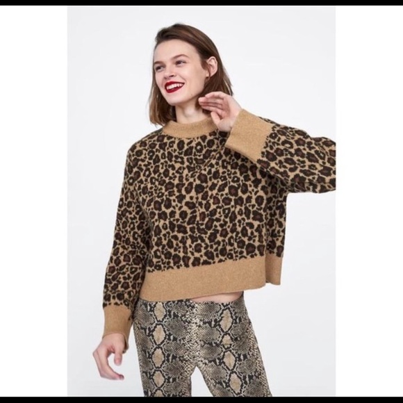 Zara New Without Tags Animal Print Oversized Sweater. Size Medium. - Picture 3 of 5